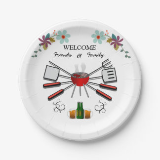 Welcome Family & Friends Get Together Cookout Paper Plate