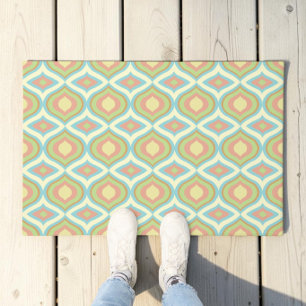 Welcome Family Name Retro 70s Ogee Danish Pastel Doormat