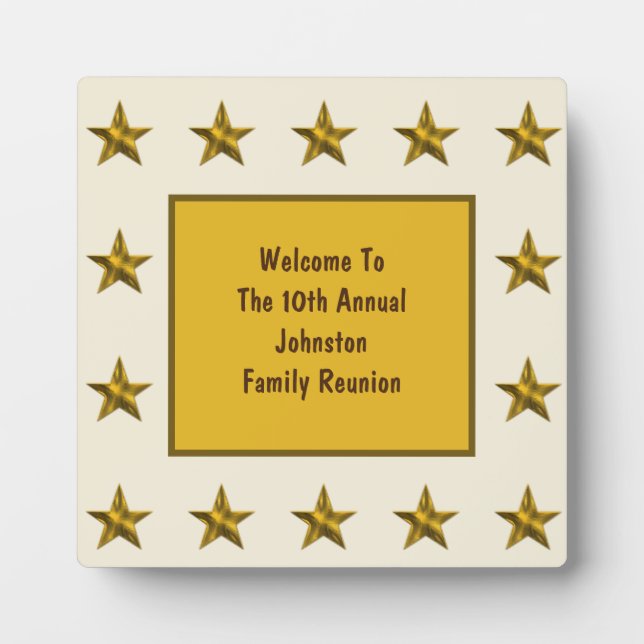 Welcome Family Reunion Gold Star Annual Big Event Plaque (Front)