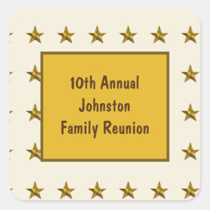 Welcome Family Reunion Gold Star Annual Big Event Square Sticker