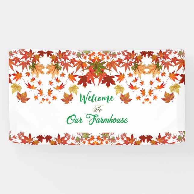  Welcome Farmhouse Fall Colours Maple Leaf Autumn  Banner (Horizontal)