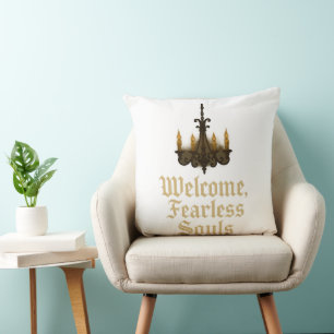 Welcome Fearless Souls Gothic Chandelier Wall Art Cushion