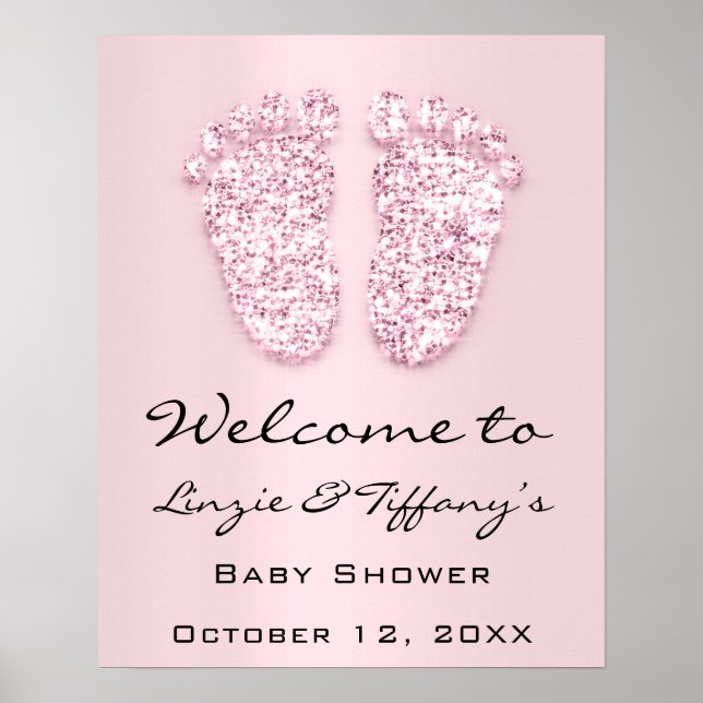 Welcome Feet Baby Shower New Girl Pink Baby Poster (Front)