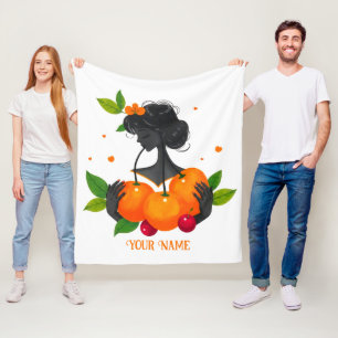 Welcome-Feminine Fruit Art Print – Citrus Girl Fleece Blanket