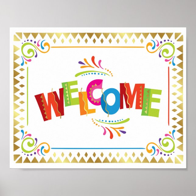 WELCOME Fiesta Party Sign Print (Front)