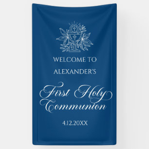 WELCOME FIRST COMMUNION banner custom Blue
