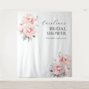 WELCOME Floral Peonies Blush Pink BRIDAL SHOWER Tapestry