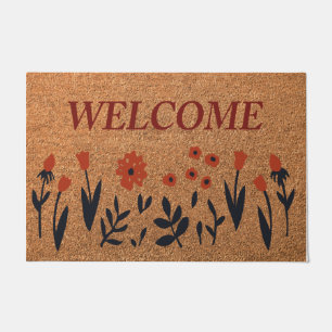 Welcome Flower Door Mat, Floral Welcome Mat