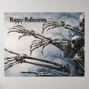 Welcome Foolish Mortals Zombie Skeleton Scary Poster