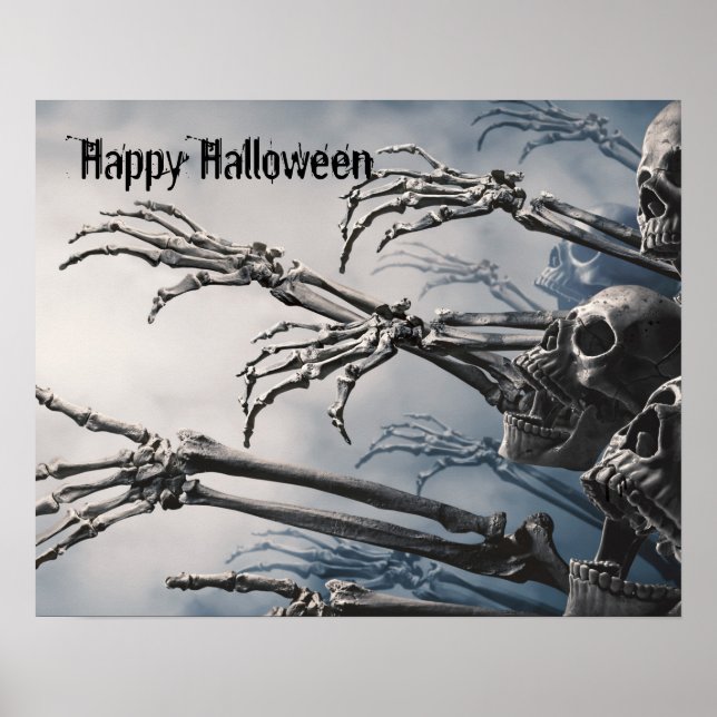 Welcome Foolish Mortals Zombie Skeleton Scary   Poster (Front)