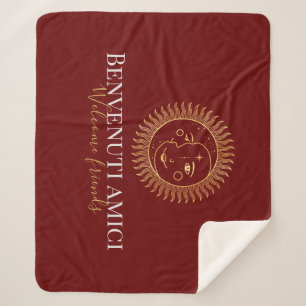 Welcome Friends English / Italian  Sherpa Blanket