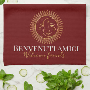 Welcome Friends English / Italian   Tea Towel