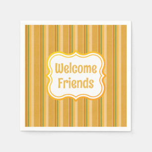 Welcome Friends Yellow Orange Green Paper Napkin