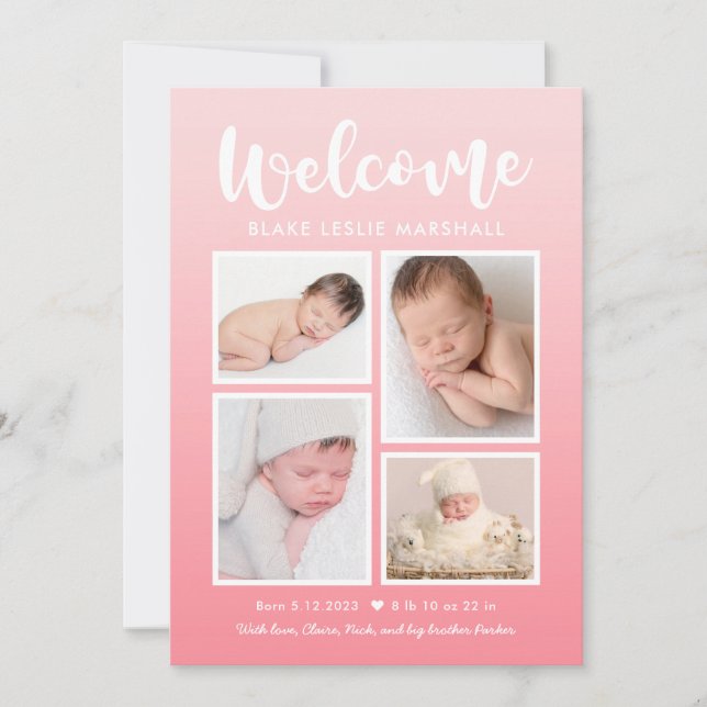 Welcome Gallery Modern Baby Birth Announcement (Front)