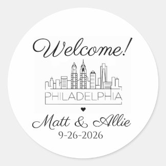 Welcome Gift Wedding Bag Philadelphia Classic Round Sticker