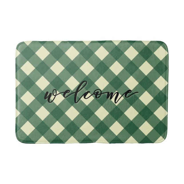 WELCOME GINGHAM BATH MAT (Front)