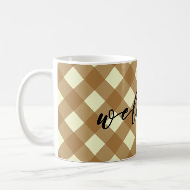 WELCOME - GINGHAM COFFEE MUG (Left)