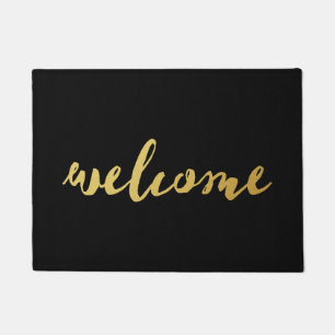 Welcome Gold & Black Doormat
