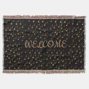 Welcome, Golden Notes Throw Blanket