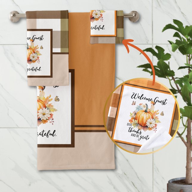 Welcome Guest - Be Grateful Autumn Decor Bath Towel Set (Creator Uploaded)