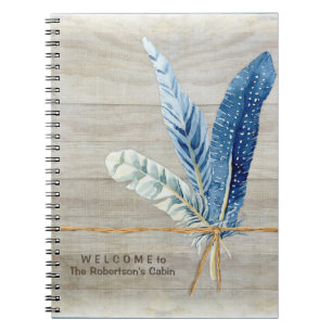 Welcome Guest Book Cabin Decor Wood Board Feather