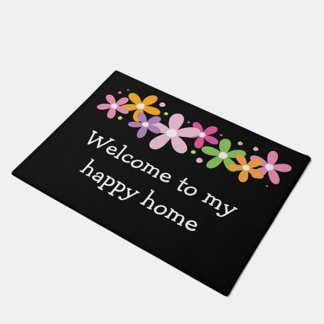 Welcome Happy Home Doormat (Angled)