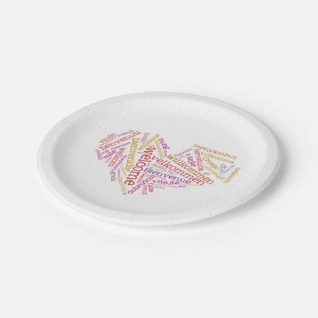 Welcome Heart (many languages) Paper Plates (Angled)