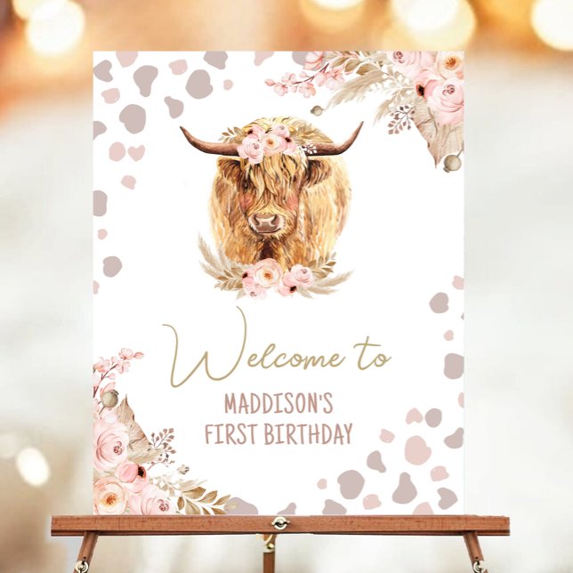 Welcome Holy Cow Highland Pampas Farm Birthday Poster (Creator Uploaded)