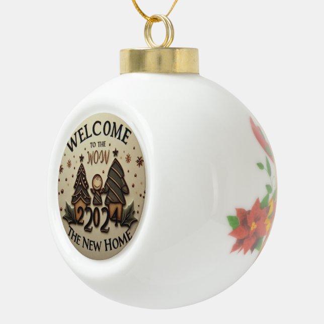 Welcome Home 2024 Ceramic Ball Christmas Ornament (Right)