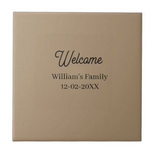 Welcome home add family name house inauguration ceramic tile
