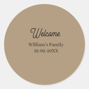 Welcome home add family name house inauguration  classic round sticker