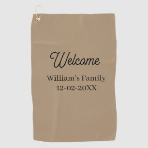 Welcome home add family name house inauguration golf towel