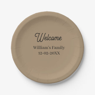 Welcome home add family name house inauguration  paper plate