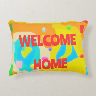 WELCOME HOME ART BY SIXSOX BRITE COLORS WITH LOGO DECORATIVE CUSHION
