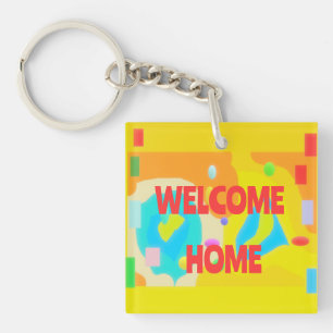 WELCOME HOME ART BY SIXSOX BRITE COLORS WITH LOGO KEY RING
