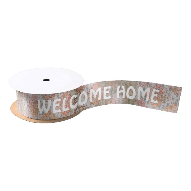 Welcome Home Autumn aesthetics custom text  Satin Ribbon (Spool)