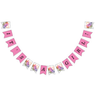 "Welcome Home Baby Girl" Bunting Banner