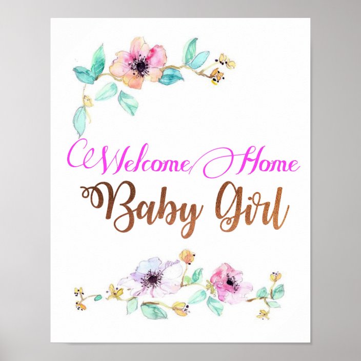 Home Baby Girl Poster with Copper font