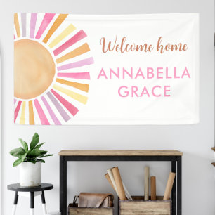 Welcome home baby girl sun boho sunshine banner