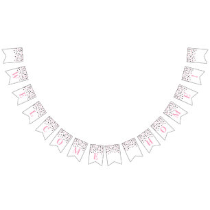 Welcome Home Banner Pink Black Confetti