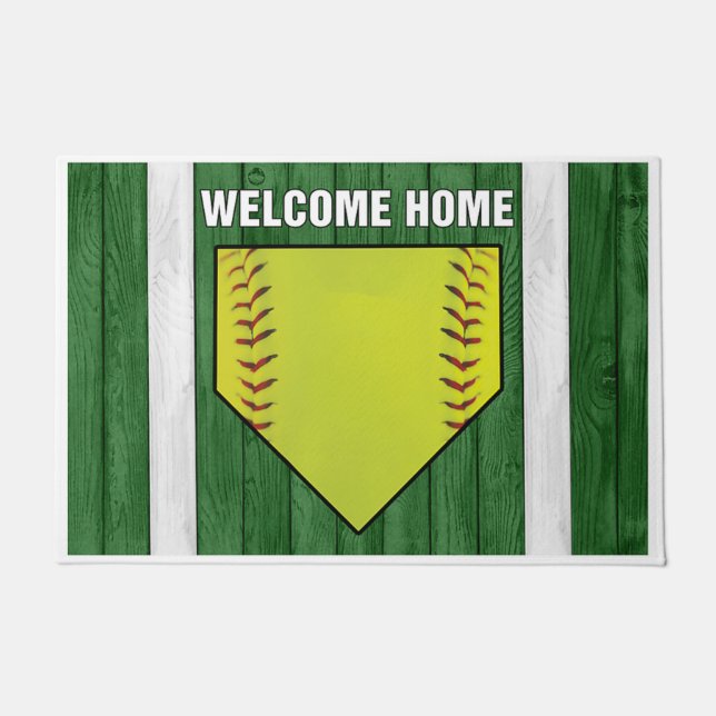 Welcome Home Baseball Design Doormat (Front)