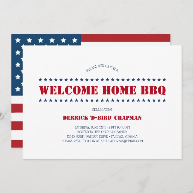 Welcome Home BBQ USA Invitation (Front/Back)