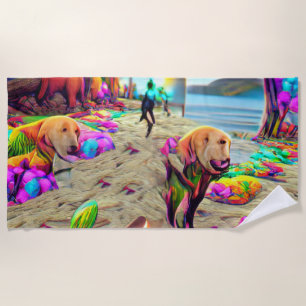 Welcome Home Beach Family Labrador Retriever Dog Beach Towel