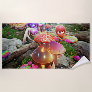 Welcome Home Beach Family Mushrooms and Fairies Be Beach Towel