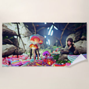 Welcome Home Beach Family Mushrooms and Fairies Be Towel