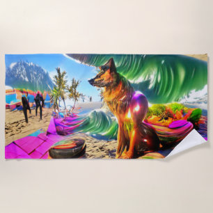 Welcome Home Beach German Shepherd Dog Towel