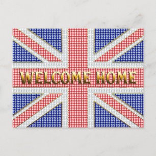 Welcome home card with a jewelled Union Jack