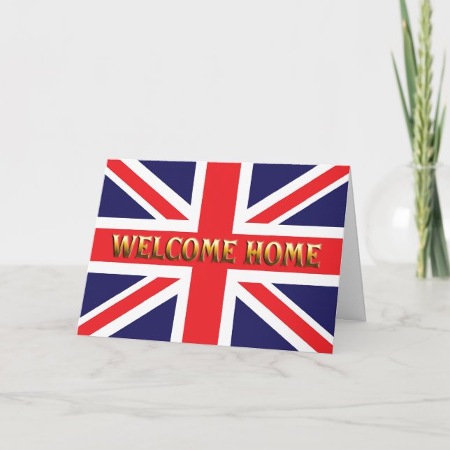 Welcome home card with a Union Jack (Front)