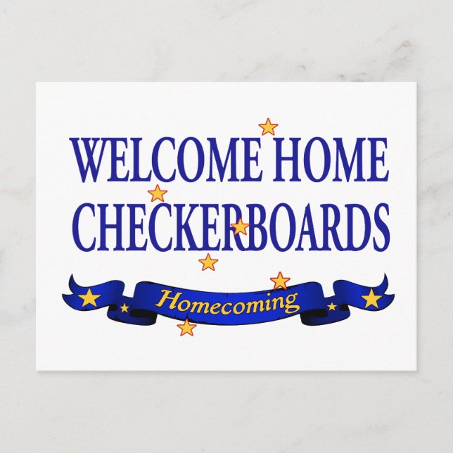 Welcome Home Checkerboards Postcard (Front)