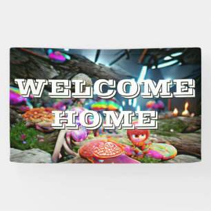 Welcome Home custom Mushrooms and Fairies Banner